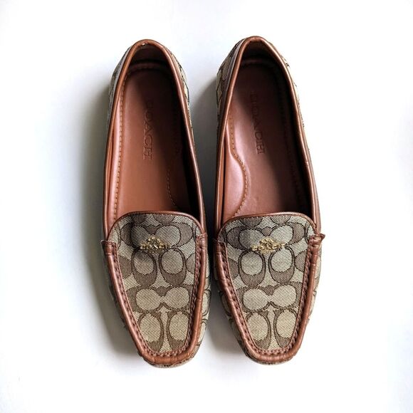 Coach Lock Up Driver Slip On Khaki Saddle Brown Loafers 8 - Picture 3 of 16